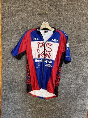Louis Garneau Cycling Jersey Mens Medium Red Blue Merrill Lynch Full Zip PAA